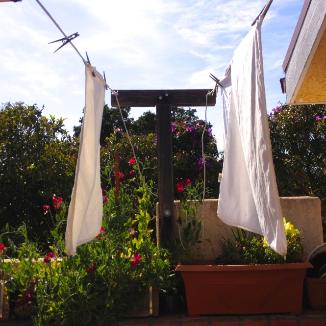 Pillowcases on the line